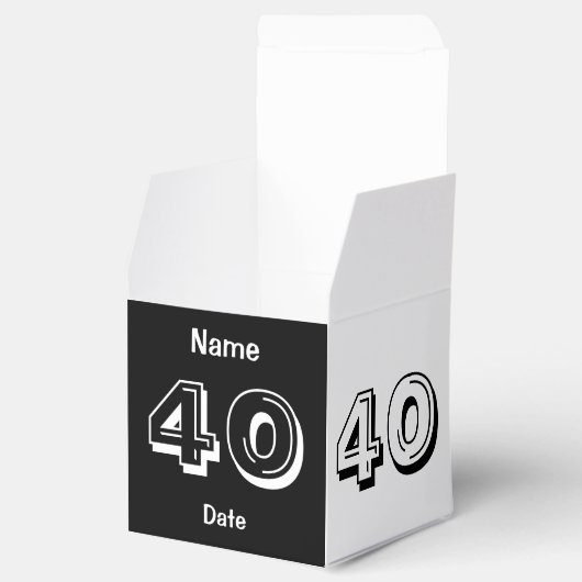40e verjaardag zwart wit gepersonaliseerde gunst b bedankdoosjes (Geopend)