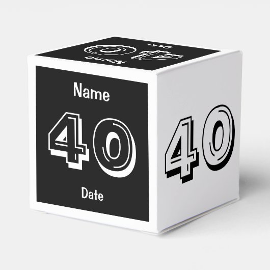 40e verjaardag zwart wit gepersonaliseerde gunst b bedankdoosjes (Achterkant)