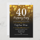 40e verjaardag - Zwart Wit Goud Kaart (Voorkant)