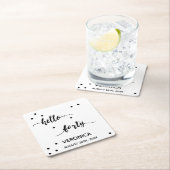 40e verjaardag zwart wit hallo 40 monogram kartonnen onderzetters (Insitu)