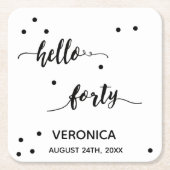 40e verjaardag zwart wit hallo 40 monogram kartonnen onderzetters (Voorkant)