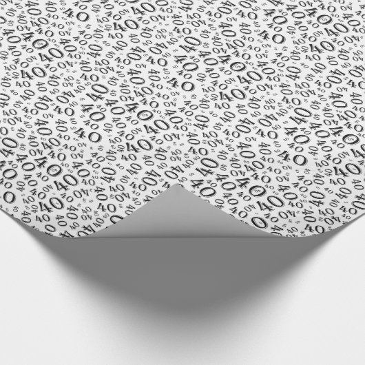40e verjaardag zwart/wit Random Number Patroon 40 Cadeaupapier (Hoek)