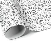 40e verjaardag zwart/wit Random Number Patroon 40 Cadeaupapier (Rol Hoek)