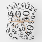 40e verjaardag zwart/wit Random Number Patroon 40 Inpakpapier Vel (In situ)
