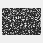 40e verjaardag zwart/wit Random Number Patroon 40 Inpakpapier Vel (Voorkant 2)