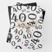40e verjaardag zwart/wit Random Number Patroon 40 Inpakpapier Vel (In situ)