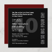 40e verjaardag zwart wit rood vier OH Ver 02 Kaart (Voorkant / Achterkant)