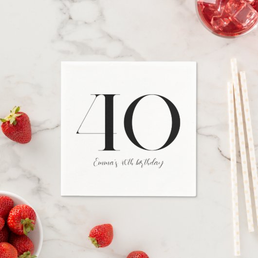 40e verjaardag zwart-wit servet (Insitu)