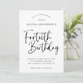 40e verjaardag | Zwart-wit typografie Kaart (Staand voorkant)