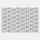 40e verjaardag Zwart Wit Typografie Nummers Inpakpapier Vel (Voorkant 2)