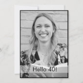 40e verjaardag zwart-witte foto modern elegant kaart (Voorkant)