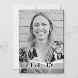 40e verjaardag zwart-witte foto modern elegant kaart
