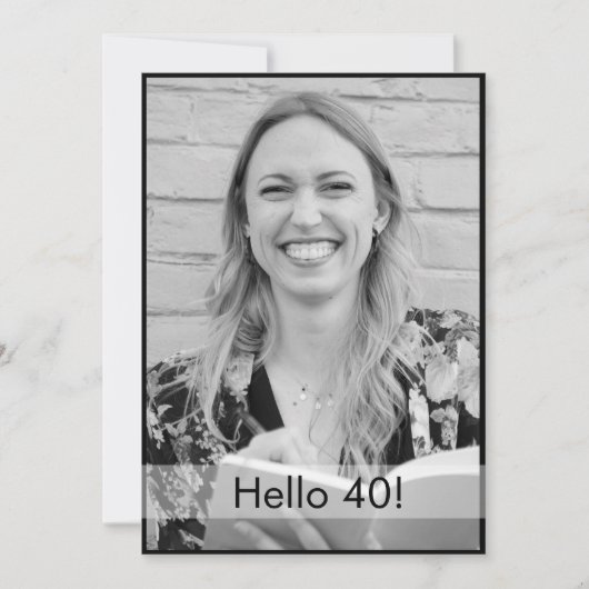 40e verjaardag zwart-witte foto modern elegant kaart (Voorkant)