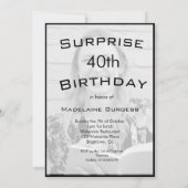 40e verjaardag zwart-witte foto modern elegant kaart (Achterkant)