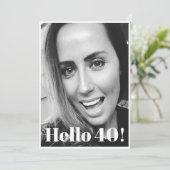 40e verjaardag zwart-witte foto modern elegant kaart (Staand voorkant)