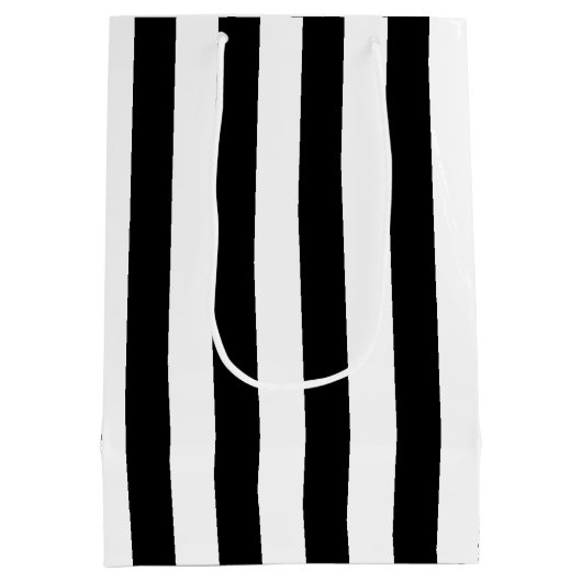 40e verjaardag zwart-witte strepen medium cadeauzakje (Achterkant)