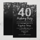 40e verjaardag - Zwart Zilver Kaart (Voorkant / Achterkant)