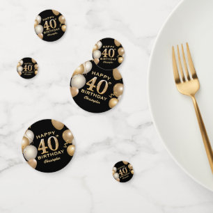 40e verjaardag Zwarte en gouden ballonnen Confetti