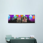 40e verjaardag Zwarte en gouden ballonnen Foto Spandoek (Beurs)