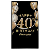 40e verjaardag Zwarte en gouden ballonnen Klein Cadeauzakje (Achterkant)