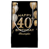 40e verjaardag Zwarte en gouden ballonnen Klein Cadeauzakje (Voorkant)