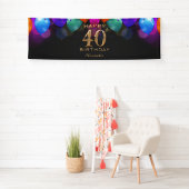 40e verjaardag Zwarte en gouden ballonnen Spandoek (Insitu)