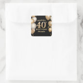 40e verjaardag Zwarte en gouden ballonnen Vierkante Sticker (Tas)
