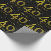 40e verjaardag zwarte en gouden Confetti Cadeaupapier (Hoek)