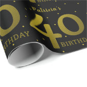 40e verjaardag zwarte en gouden Confetti Cadeaupapier (Rol Hoek)