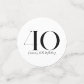 40e verjaardag zwarte en witte Confetti (Kleine voorkant)