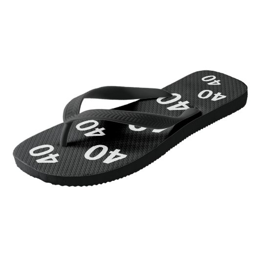 40e verjaardag zwarte en witte Teenslippers met ca (Schuin)