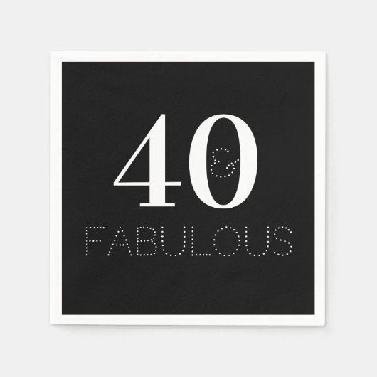 40e verjaardag: Zwarte en Witte verjaardag Servet (Voorkant)