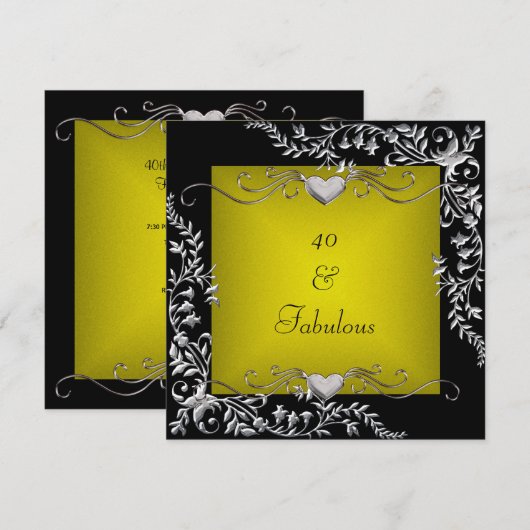40e verjaardag zwarte feestdag - Bright Chartreuse Kaart (Voorkant / Achterkant)