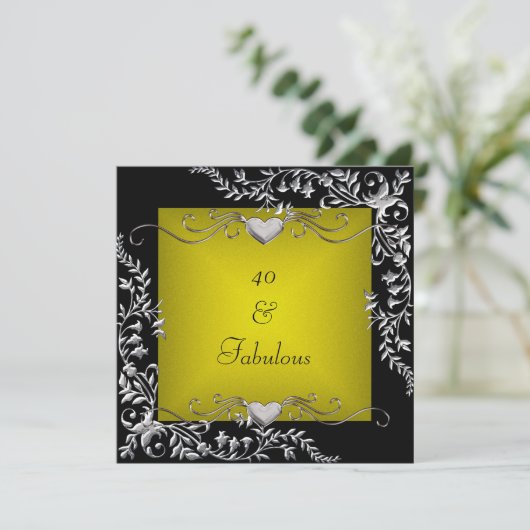 40e verjaardag zwarte feestdag - Bright Chartreuse Kaart (Staand voorkant)