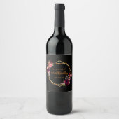 40e verjaardag zwarte floraal goud geometrische bu wijn etiket (Voorkant)