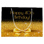 40e verjaardag zwarte gouden boog naam groot cadeauzakje (Achterkant)