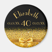 40e verjaardag zwarte gouden elegante boog magneet (Voorkant)