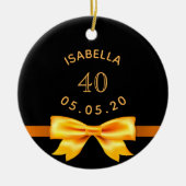 40e verjaardag zwarte gouden naam elegante boog keramisch ornament (Voorkant)