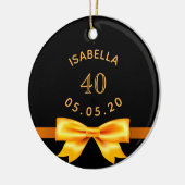 40e verjaardag zwarte gouden naam elegante boog keramisch ornament (Links)