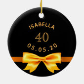 40e verjaardag zwarte gouden naam elegante boog keramisch ornament (Achterkant)