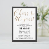 40e verjaardag zwarte goudglitter moderne legant kaart (Staand voorkant)