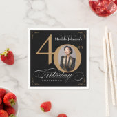 40e verjaardag zwarte goudkalligrafie Aangepaste f Servet (Insitu)