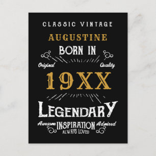 40e verjaardag zwarte goudretro Legendary Briefkaart