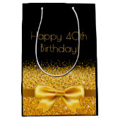 40e verjaardag zwarte goudsparkle medium cadeauzakje (Voorkant)