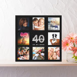 40e verjaardag zwarte naam foto collage canvas afdruk<br><div class="desc">Een unieke 40e verjaardagsgeschenk of -hoed, die haar leven viert met een collage van 8 van je foto's. Voeg afbeeldingen van haar familie, vrienden, huisdieren, hobbies of droomreisbestemming toe. Pas een naam, leeftijd 40 en een datum aan en voeg deze toe. Grijs en witte gekleurde letters. Een zwarte achtergrond. Dit...</div>