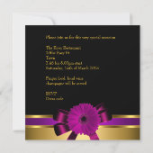 40e verjaardag zwarte roze Paarse bloem goud Kaart (Achterkant)