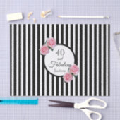 40e verjaardag zwarte strepen roze floral naam tissuepapier (Craft)