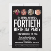 40e verjaardag zwarte witte fotocirkels kaart (Voorkant)