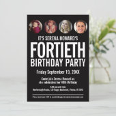 40e verjaardag zwarte witte fotocirkels kaart (Staand voorkant)