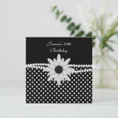 40e verjaardag zwarte witte rode vlek kaart (Staand voorkant)